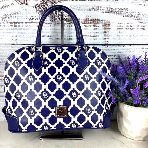 Dooney & Bourke Sanibel Blue and White coastal hand Bag beach vacation purse - Picture 4 of 16